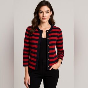 Adrienne Vittadini Red and Black Striped Blazer